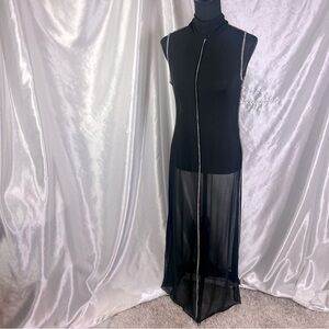 Halogen Black Sheer Sleeveless Cover-Up Maxi Dress – Y2K OFF Duty Model Summer